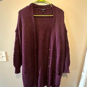 Torrid Purple Chunky Knit Cardigan Sweater